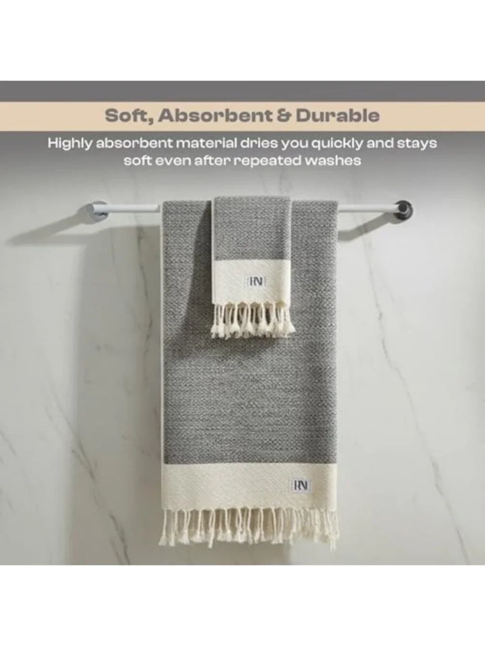 Set of 2 Decorative Hand Towels - 18x40 Inch Peshtemal for Bath, Kitchen & Yoga